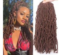 Samtress New Faux Locs Crochet Hair 18 Inch Soft Crochet Locs For Natural Butterfly Locs Style 7 Pack Brown Pre Looped Goddess Locs Crocher Hair Synthetic Curly Locs Braiding Hair for Women (#30)