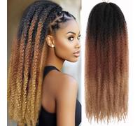 Samtress Ombre Afro Kinky Twist Extension all'uncinetto, 61 cm, elastiche, 8 confezioni per trecce sintetiche finte da donna (#1B/30/27)