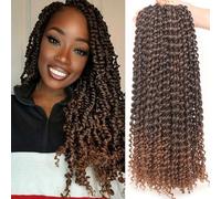 Samtress Passion Twist Hair 7 confezioni Pre Looped Bohemian Curly Twist Braiding Hair 18 Inch Omber Brown Water Wave Crochet Hair for Butterfly Locs Hot Water Setting Braiding Hair for Women (#T30)