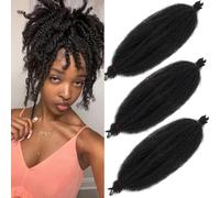 Samtress Springy Afro Kinky Twist Braiding Hair 10 Inch Pre-Separated Spring Twist Hair Extension per Distressed Faux Locs Uncinetto Braids 3 confezioni Black Marley Twist Braiding Hair Synthetic (#1B