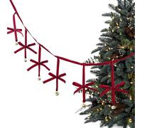 Samtschleifen für Weihnachtsbaum | Deko mit Klingelglöckchen | Bordeauxrotes Langes Weihnachtsband Schleifen | für Fenster Wand Wohnzimmer Treppe Kamindekoration