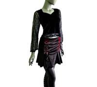 Samtshirt Top Maniche Gotico Medievale Vittoriano Larp Nero Tgl 36/38