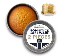 Samuel Groves Great British Bakeware - Confezione da 2 teglie antiaderenti a doppio rivestimento da 20,3 cm, adatte al forno, tonde per torte, base fissa, senza PFOA e BPA, realizzate in Inghilterra