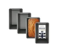 Samuel Groves Great British Bakeware - Confezione da 4 mini teglie rettangolari antiaderenti a doppio rivestimento, 9 cm, per mini torte, pane, cottura al forno, base fissa, senza PFOA e BPA