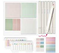 Samulee 876 Segnapagina Set, Segnapagina Adesivi con 6 Pennarelli Colorati, Sticky Notes, Segna Pagine Adesivi, Blocchetti Memo Adesivi per File Classificabili Note di Lettura Pagine di Libri
