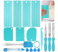 Samulee Kit Pasticceria Accessori Professionale con 7 Raschietti per Torte, 3 Palette da Spalmare,Penna per Decorazioni con 4 Beccucci, Spatola in Silicone per Torte, Server per Torte in Plastica