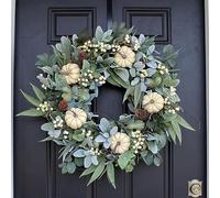 Samuliy Corona Autunnale di Halloween e Ringraziamento - Ghirlanda di Zucca per Porta d'Ingresso