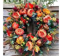 Samuliy Corona Autunnale di Halloween e Ringraziamento - Ghirlanda di Zucca per Porta d'Ingresso