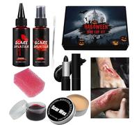 Samuliy Kit di trucco per ferite, lividi, per viso e corpo, trucco per viso e corpo, set di trucco per Halloween SFX con cera per cicatrici spaventoso per Halloween