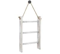 Samuliy Scala Portasciugamani Sospesa A Parete A 3 Livelli - Scala per Coperte, Scala per Asciugamani in Legno A 3 Livelli Montata A Parete con Corda, Supporto per Coperta in Legno