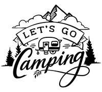 Samunshi® Let's Go Camping - Adesivo per parabrezza, 10 x 8,3 cm, colore: Nero
