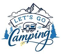 Samunshi® Let's Go Camping - Adesivo per parabrezza, 25 x 21 cm, colore: Azzurro