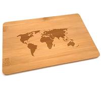 Samunshi® Tagliere in legno con incisione, mappa del mondo in bambù, piccolo tagliere per il pane, tagliere in legno da cucina