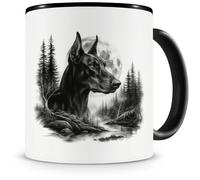 Samunshi Tazza con scritta Dobermann im Wald Tazza da tè per i fan dei cani, tazza da caffè divertente per compleanno per padroni e donne
