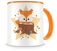 Samunshi® Tazza per bambini con una simpatica volpe come immagine tazza da caffè, tazza da tè, tazza da cacao, colore arancione