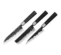 Samura Blacksmith Set 3 Coltelli Da Cucina Giapponesi Nakiri Santoku Filettare