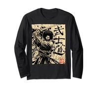 Samurai Africano Guerriero Afro Giapponese Bushido Storia Maglia a Manica
