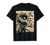 Samurai Africano Guerriero Afro Giapponese Bushido Storia Maglietta