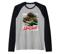 Samurai afroamericani Neri guerrieri Afro Giapponesi Maglia con Maniche Raglan