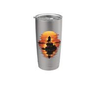 Samurai Arte Giapponese Shogun Guerriero Pacifico Tramonto Spada Bicchiere termico in acciaio inox doppia parete