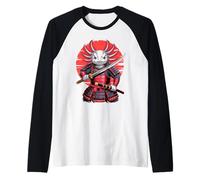 Samurai Axolotl Katana Spada Salamandra Maglia con Maniche Raglan