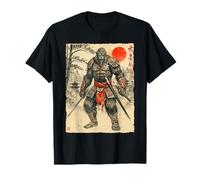 Samurai Bigfoot giapponese Ukiyo-e Art Graphic Red Sun Maglietta