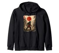 Samurai Bigfoot Japanese Vintage Sasquatch Ukiyo-e Funny Felpa con Cappuccio