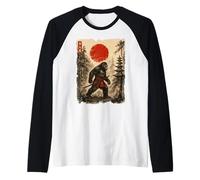 Samurai Bigfoot Japanese Vintage Sasquatch Ukiyo-e Funny Maglia con Maniche Raglan