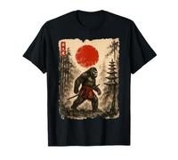 Samurai Bigfoot Japanese Vintage Sasquatch Ukiyo-e Funny Maglietta