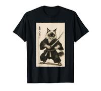 Samurai Birman Cat Warrior - Grafica Vintage Arte Giapponese Maglietta