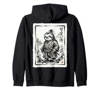 Samurai Bradipo Giapponese Katana Art Grafica estetica Felpa con Cappuccio