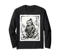 Samurai Bradipo Giapponese Katana Art Grafica estetica Maglia a Manica