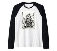 Samurai Bradipo Giapponese Katana Art Grafica estetica Maglia con Maniche Raglan