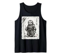 Samurai Bradipo Guerriero Arte Giapponese con Flauto Giappone Zen Canotta