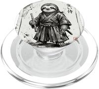 Samurai Bradipo Guerriero Arte Giapponese con Flauto Giappone Zen PopSockets PopGrip per MagSafe