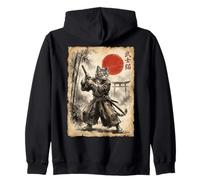 Samurai Cat Anime Japanese Art Funny Graphic Ukiyo-e Art Felpa con Cappuccio