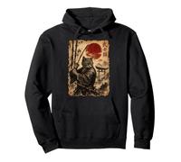 Samurai Cat Anime Japanese Art Funny Graphic Ukiyo-e Art Felpa con Cappuccio