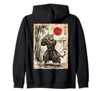 Samurai Cat Anime Japanese Art Funny Graphic Ukiyo-e Art Felpa con Cappuccio