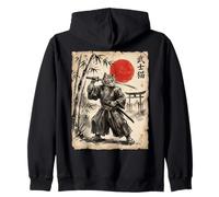 Samurai Cat Anime Japanese Art Funny Graphic Ukiyo-e Art Felpa con Cappuccio