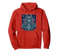 Samurai Cat Christmas Japanese Warrior Felpa con Cappuccio