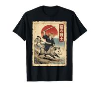 Samurai Cat Equitazione Opossum Giapponese Retro Art Vintage Giappone Maglietta
