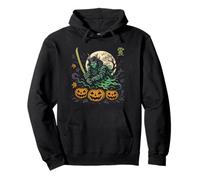 Samurai Cat Halloween Warrior Japanese Spooky Felpa con Cappuccio