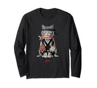 Samurai Cat Kimono Pesce Giapponese Minimal Tranquillo Zen Maglia a Manica