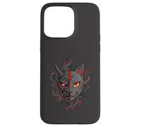 Samurai Cat Oni Mask Split Face - Japanese Warrior Anime Sty Custodia per iPhone 15 Pro Max
