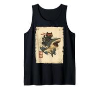Samurai Cat Shirt - Retro Ninja Japanese Cat Shark Kanagawa Canotta