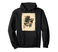 Samurai Cat Shirt - Retro Ninja Japanese Cat Shark Kanagawa Felpa con Cappuccio