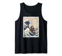 Samurai Cat Surf La Grande Onda off Kanagawa Ukiyo-e Art Canotta