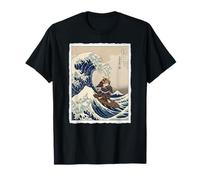 Samurai Cat Surf La Grande Onda off Kanagawa Ukiyo-e Art Maglietta