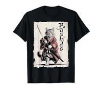Samurai Cat Vintage Ukiyo-e Warrior Art Graphic Fun Cat Art Maglietta