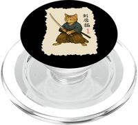 Samurai Cat Warrior Arte Giapponese Feline Katana Lettere Ninja PopSockets PopGrip per MagSafe